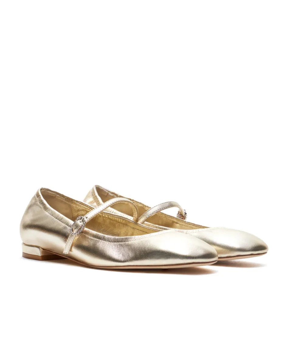 Claris Crystal-Embellished Leather Ballerina Shoes