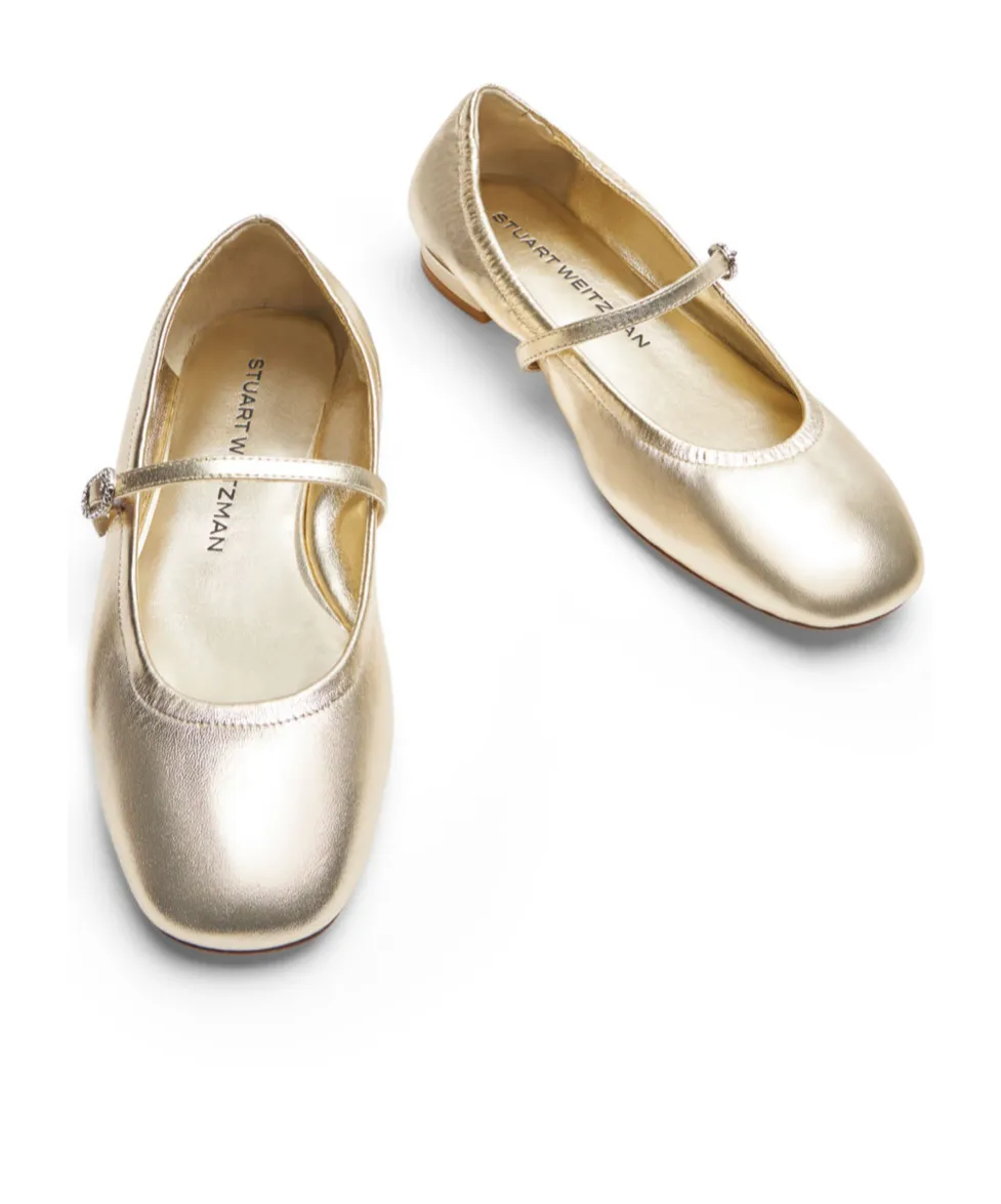 Claris Crystal-Embellished Leather Ballerina Shoes