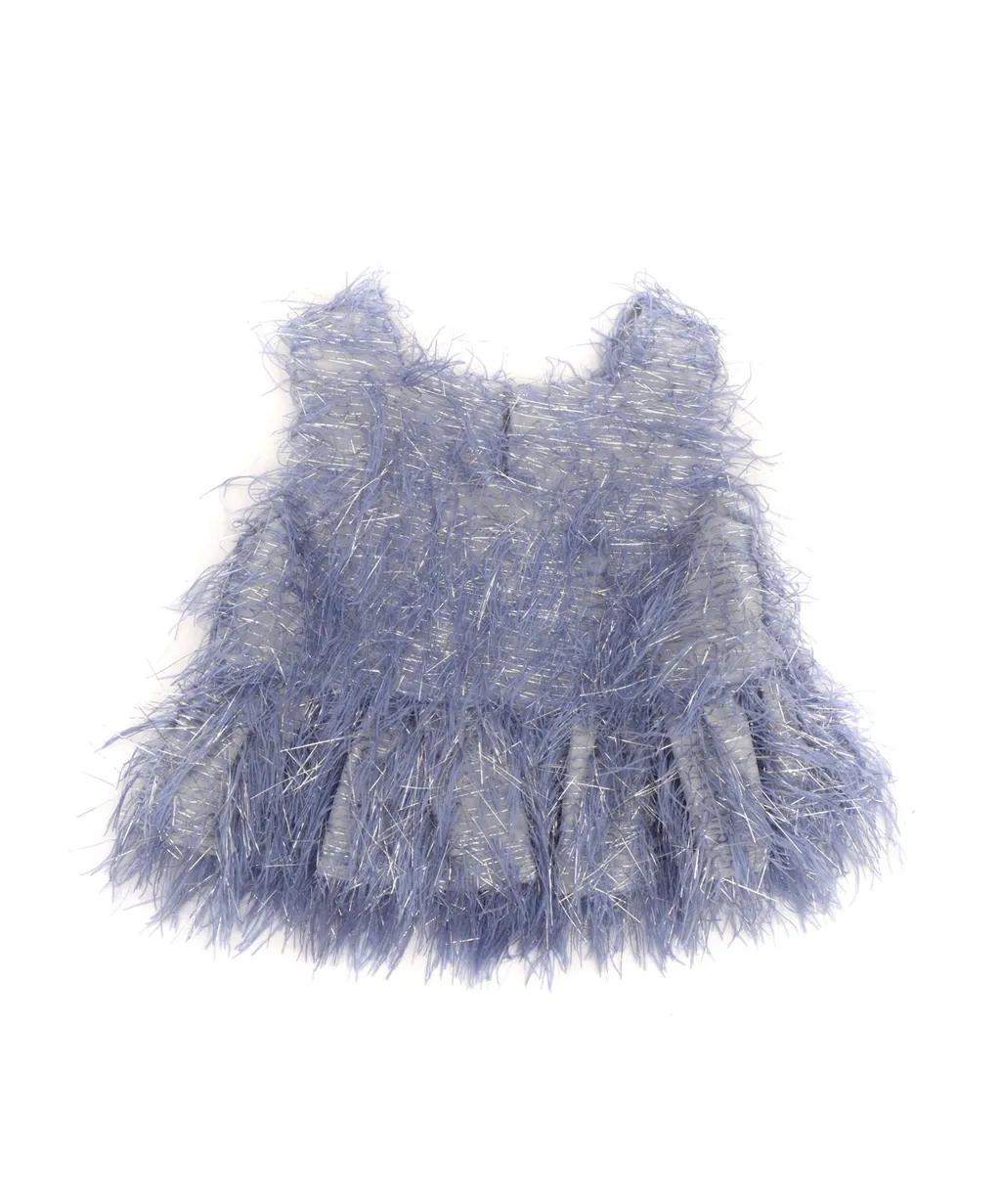 Douuod Kids Fringe-Detailed Metallic Thread Flared Top