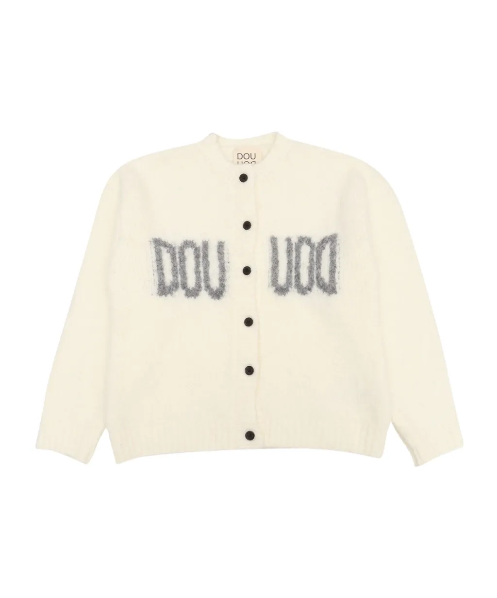 Douuod Kids Logo-Intarsia Knitted Cardigan