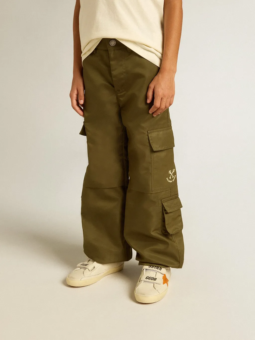 Kids Cargo Pants In Military Green