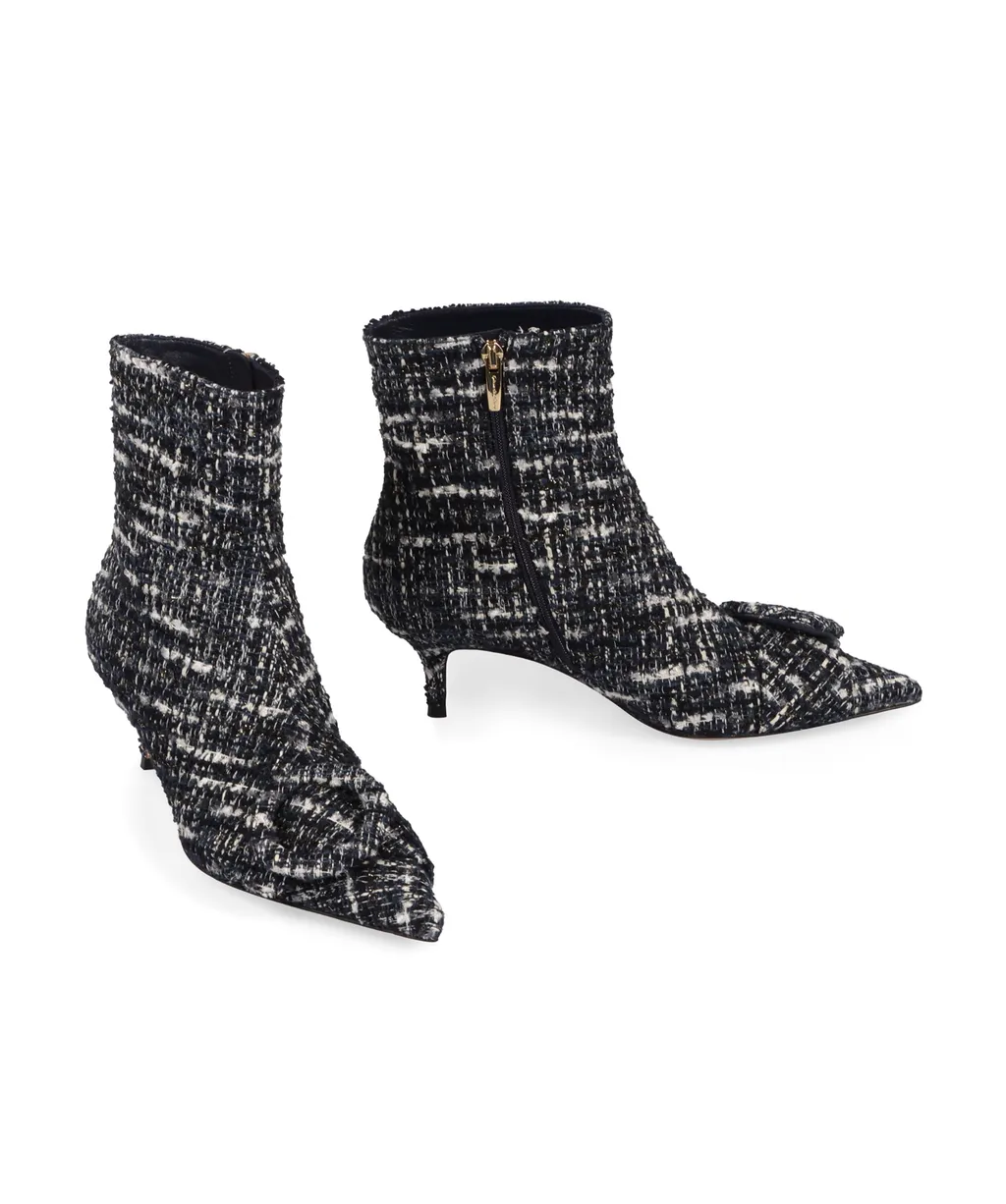 Gianvito Rossi Pointed Toe Tweed Ankle Boots