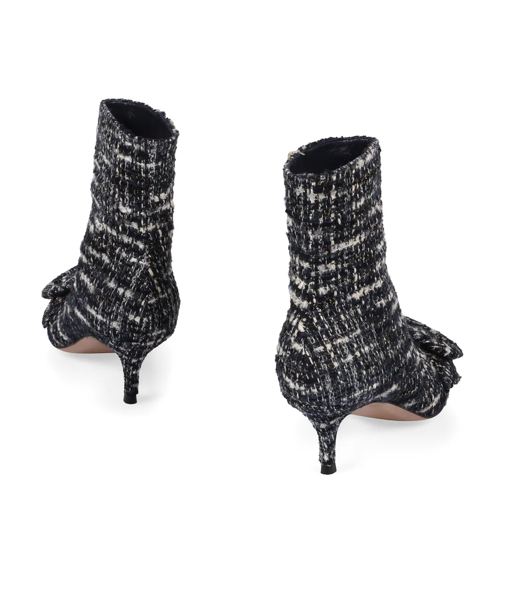 Gianvito Rossi Pointed Toe Tweed Ankle Boots
