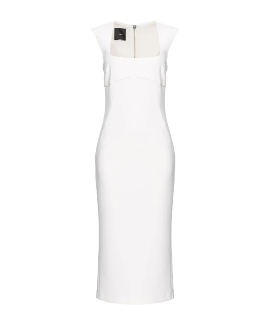 Crepe Cap-Sleeve Midi Dress