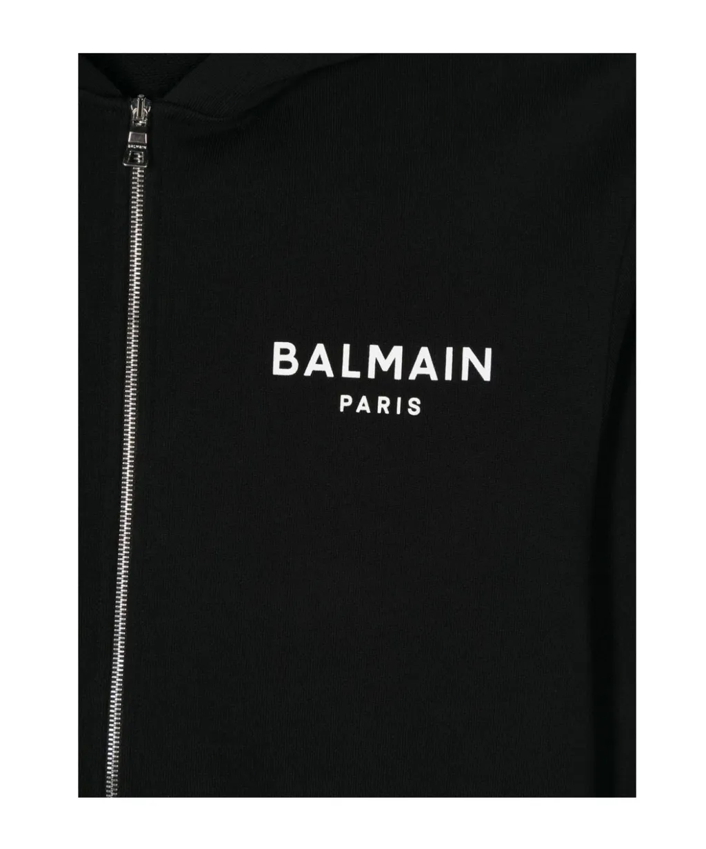 Logo Print Cotton Zip-Up Hoodie