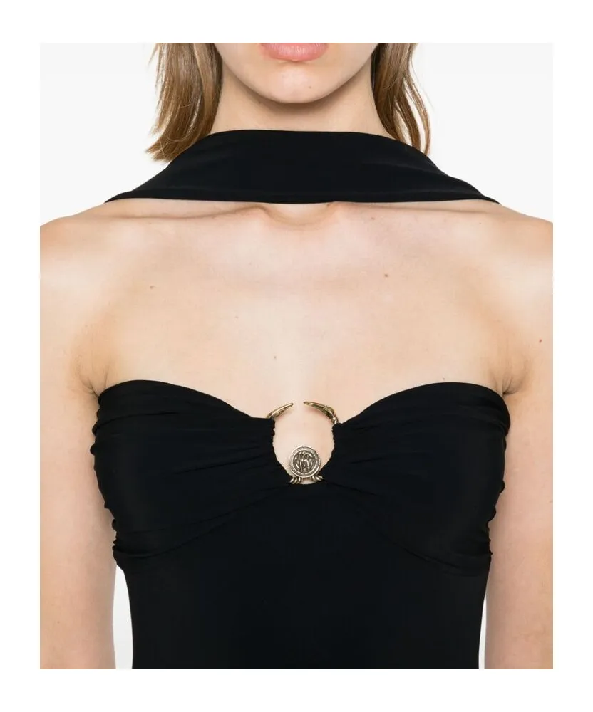 Logo-Plaque Halterneck Mini Dress