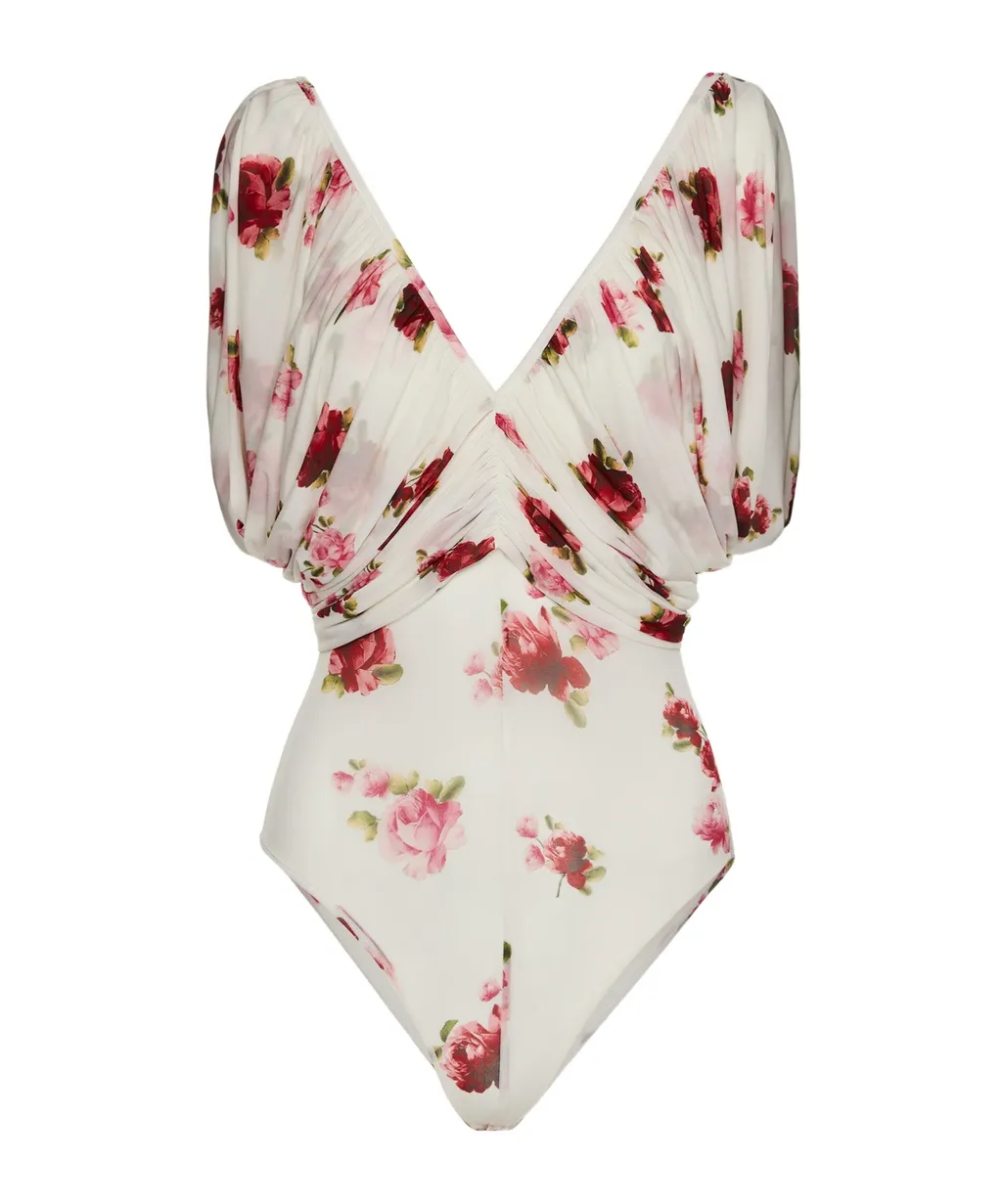 Magda Butrym Ruched V Neck Bodysuit