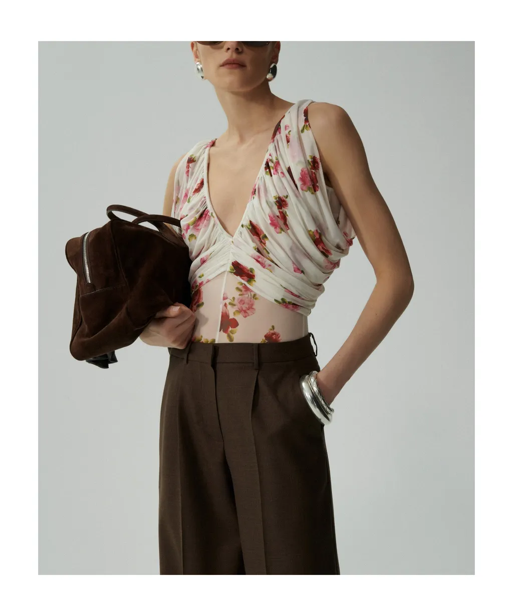 Magda Butrym Ruched V Neck Bodysuit