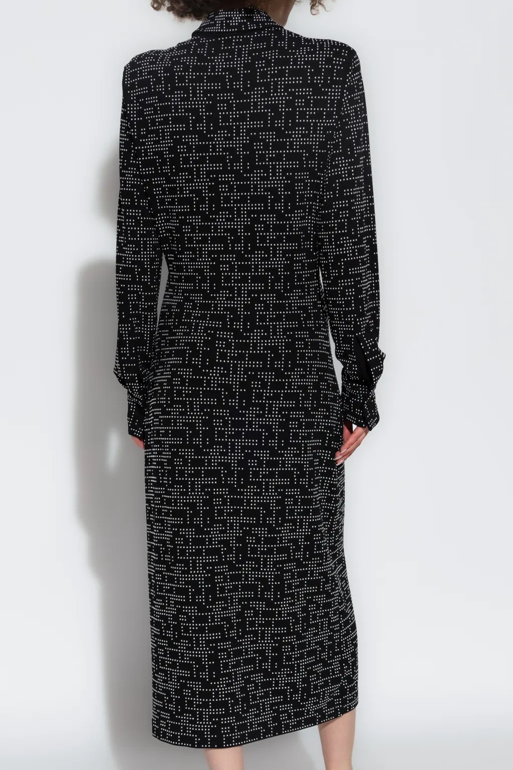 Point-Neck Long-Sleeved Dress