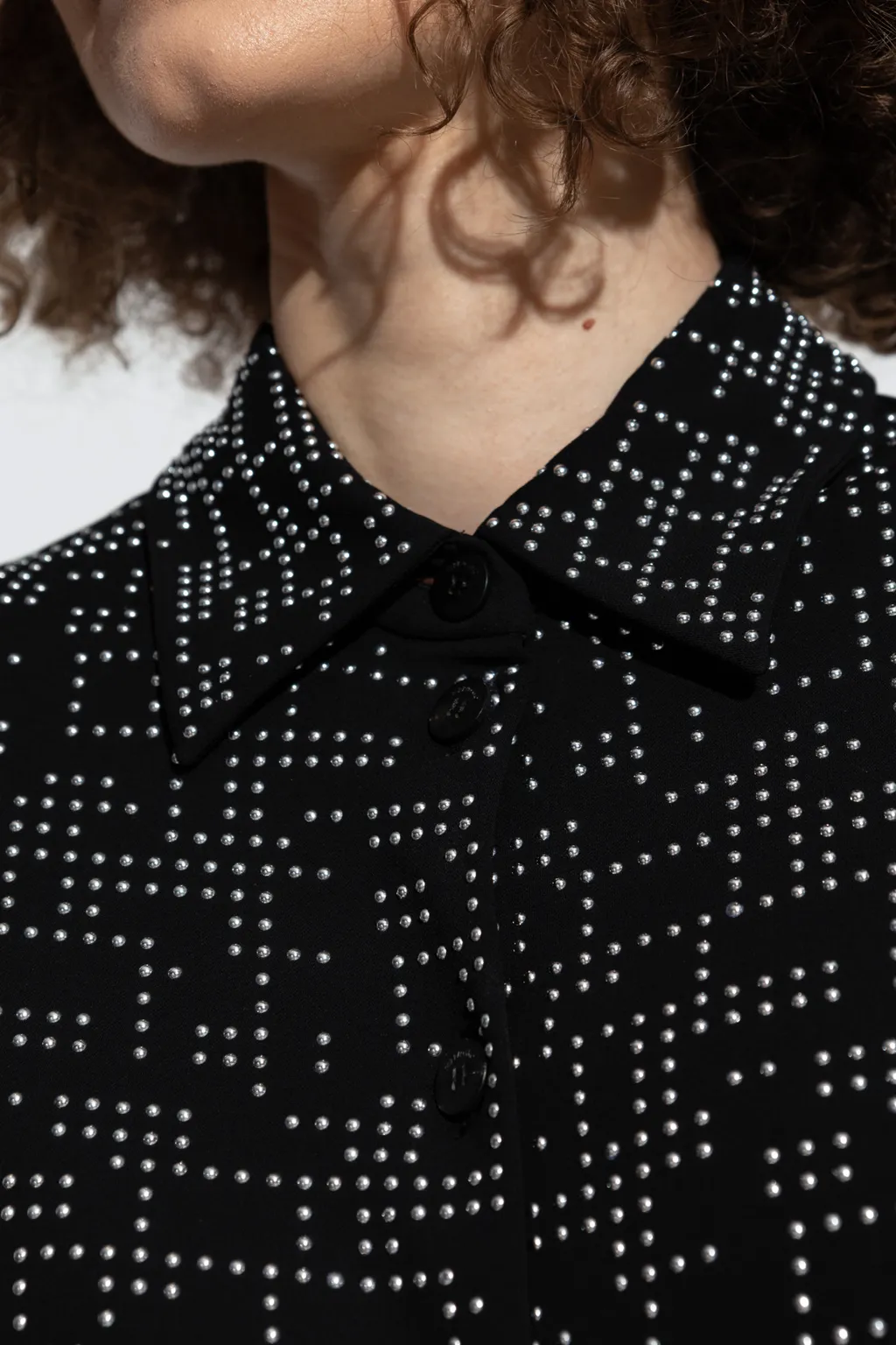 Point-Neck Long-Sleeved Dress