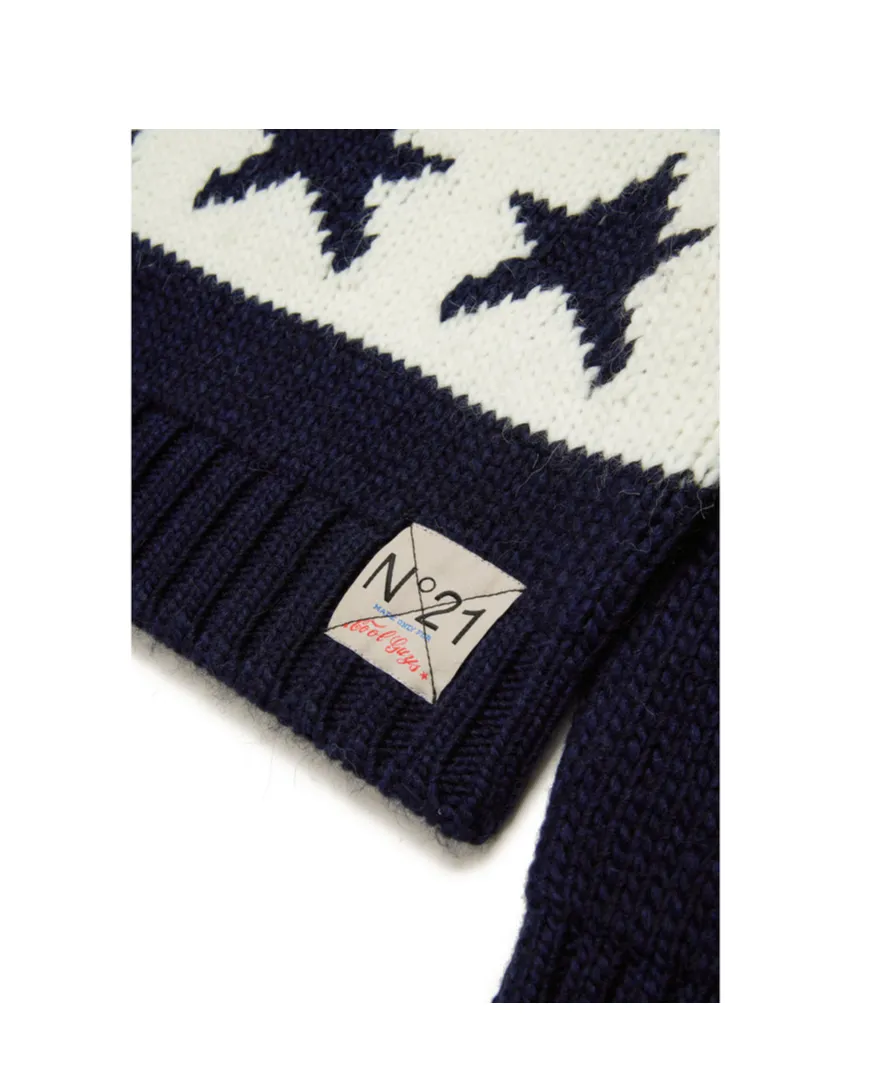 Nº21 Kids Star Intarsia-Knitted Crewneck Jumper