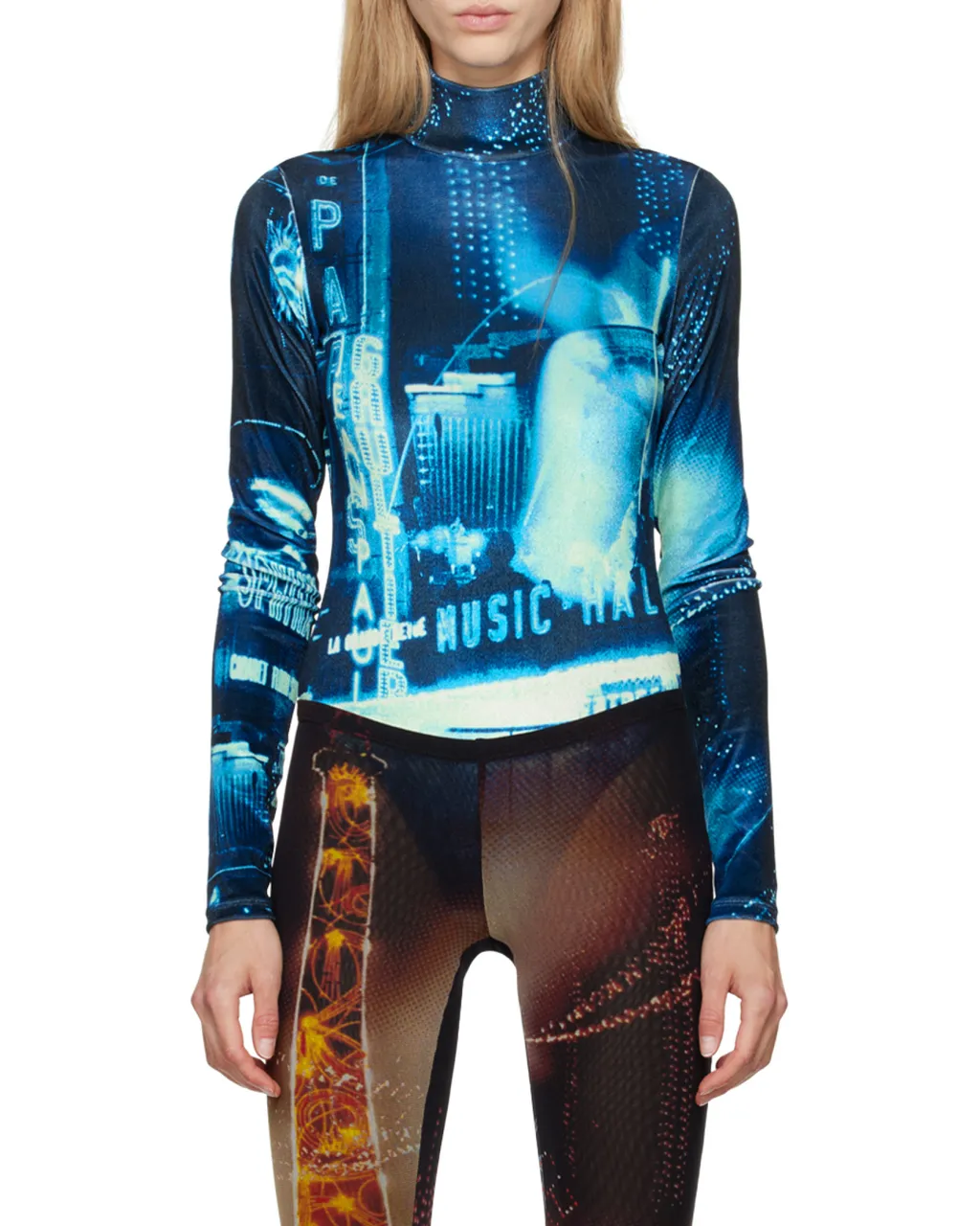 Jean Paul Gaultier Pigalle Printed Velvet Bodysuit