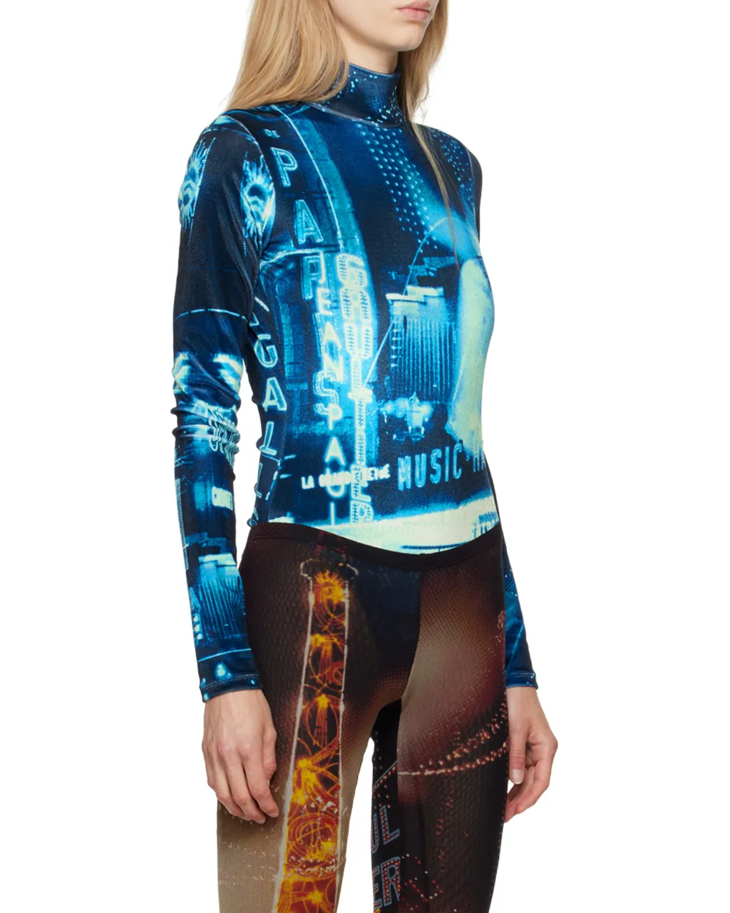 Jean Paul Gaultier Pigalle Printed Velvet Bodysuit