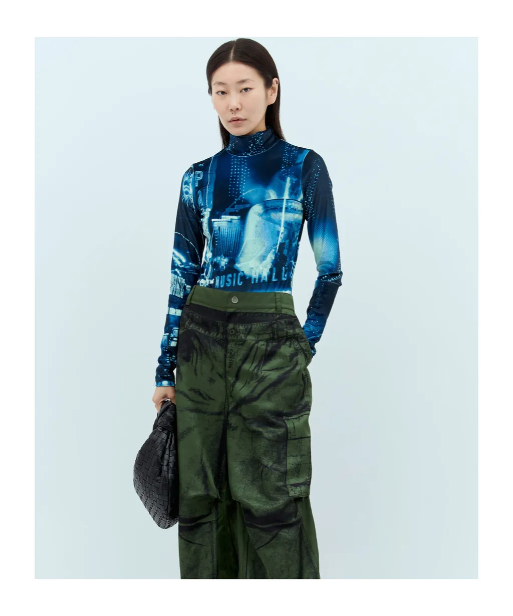 Jean Paul Gaultier Pigalle Printed Velvet Bodysuit