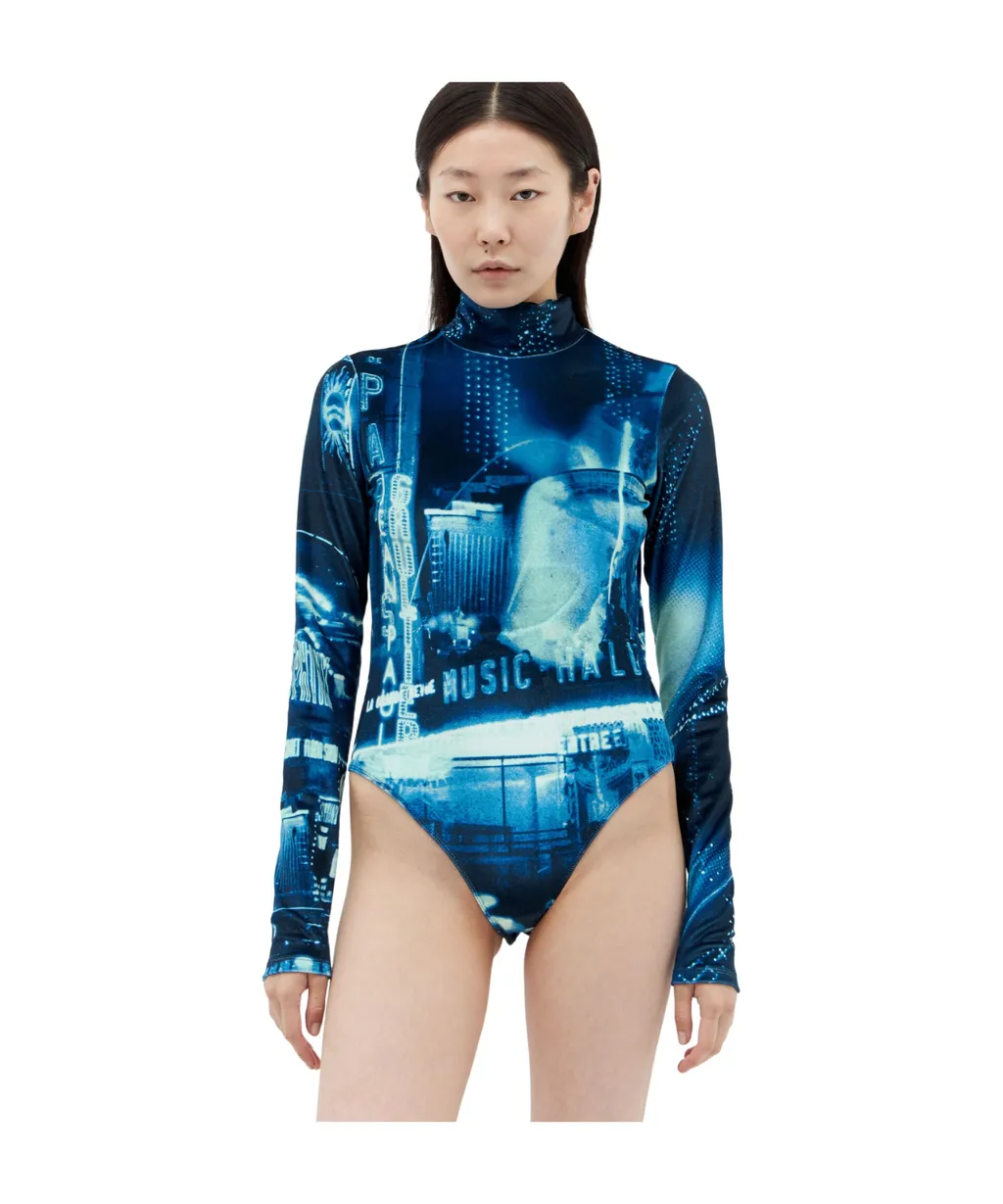 Jean Paul Gaultier Pigalle Printed Velvet Bodysuit