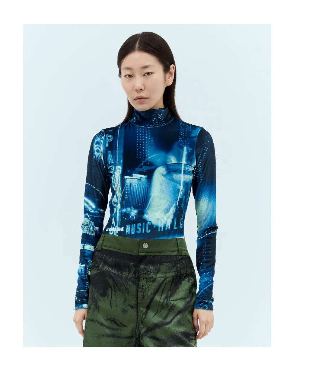 Jean Paul Gaultier Pigalle Printed Velvet Bodysuit