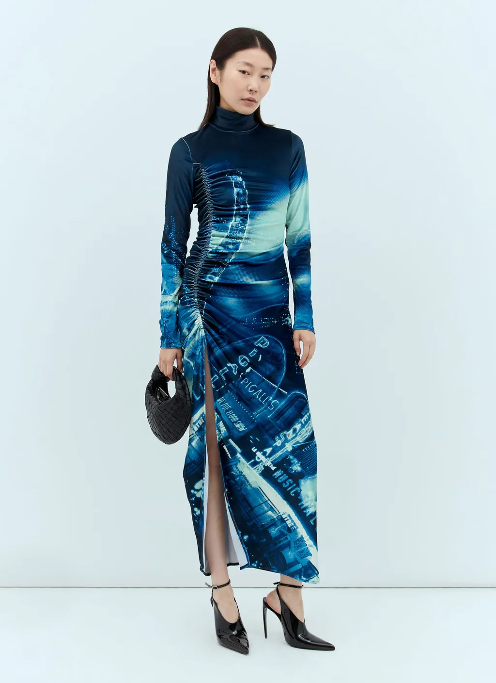Jean Paul Gaultier Pigalle Printed Gathered Velvet Dress