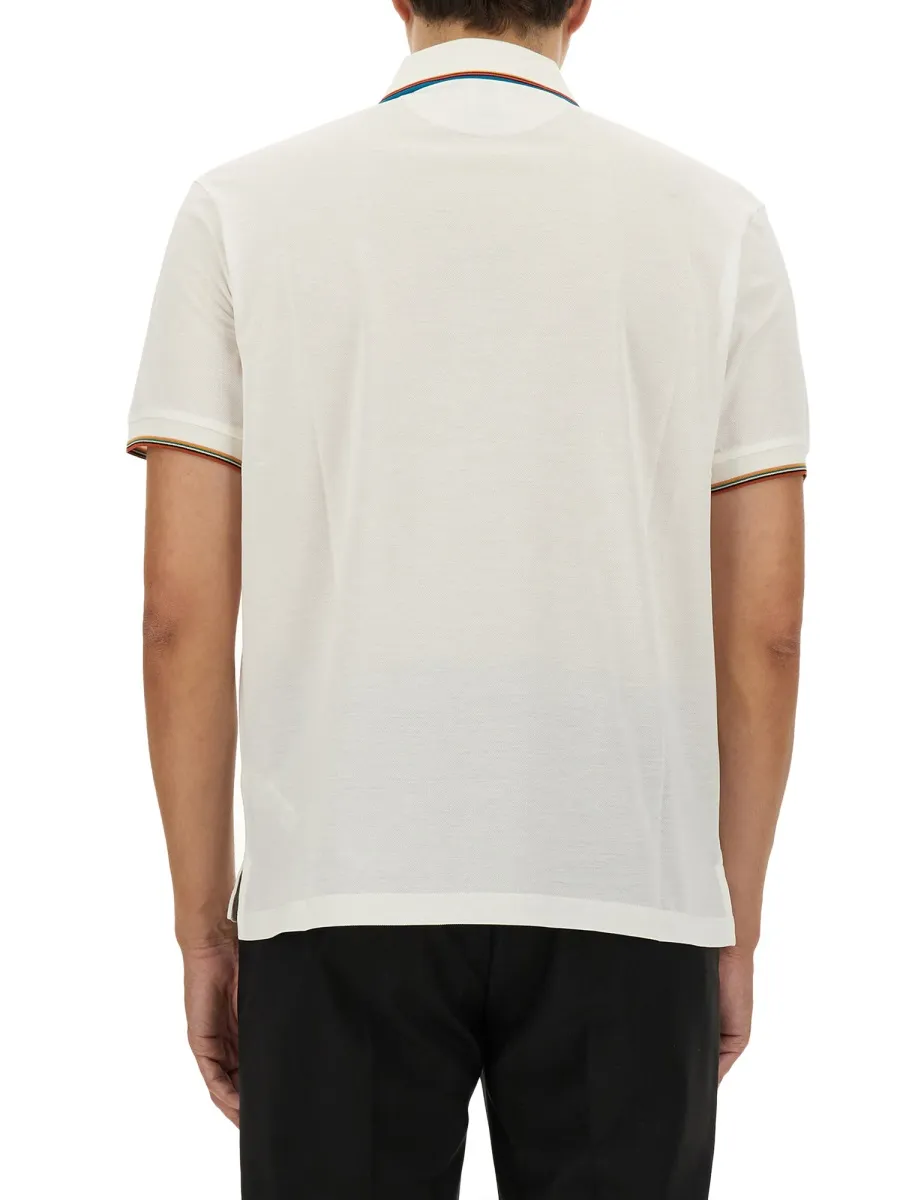 Paul Smith Signature Stripe Trim Zip Polo Shirt
