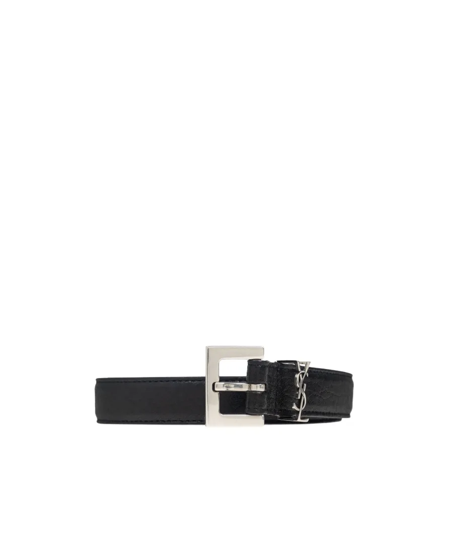 Saint Laurent Logo Plaque Buckled Belt