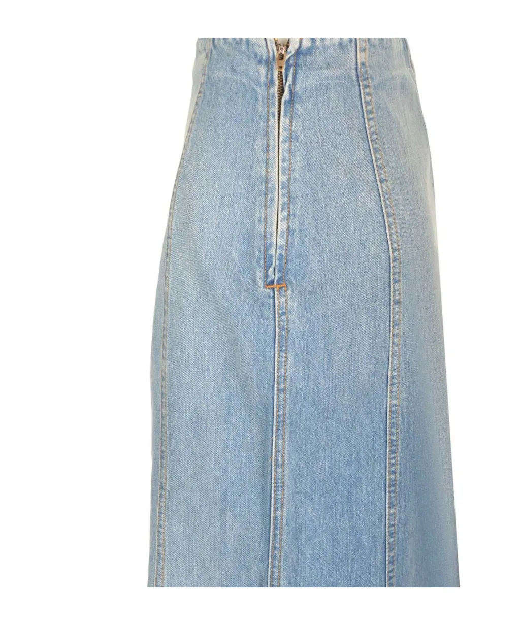 Zippered Denim Skirt
