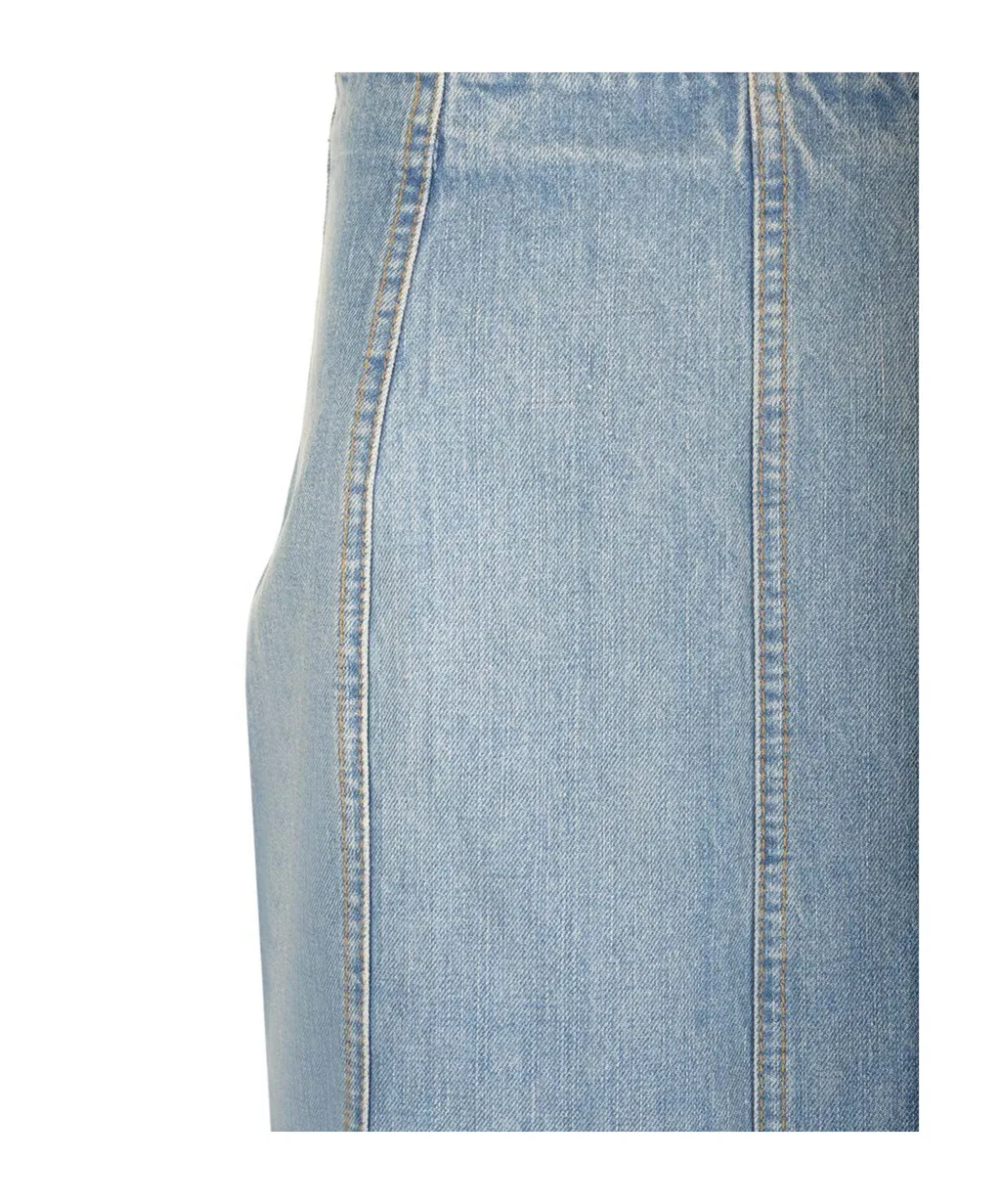 Zippered Denim Skirt