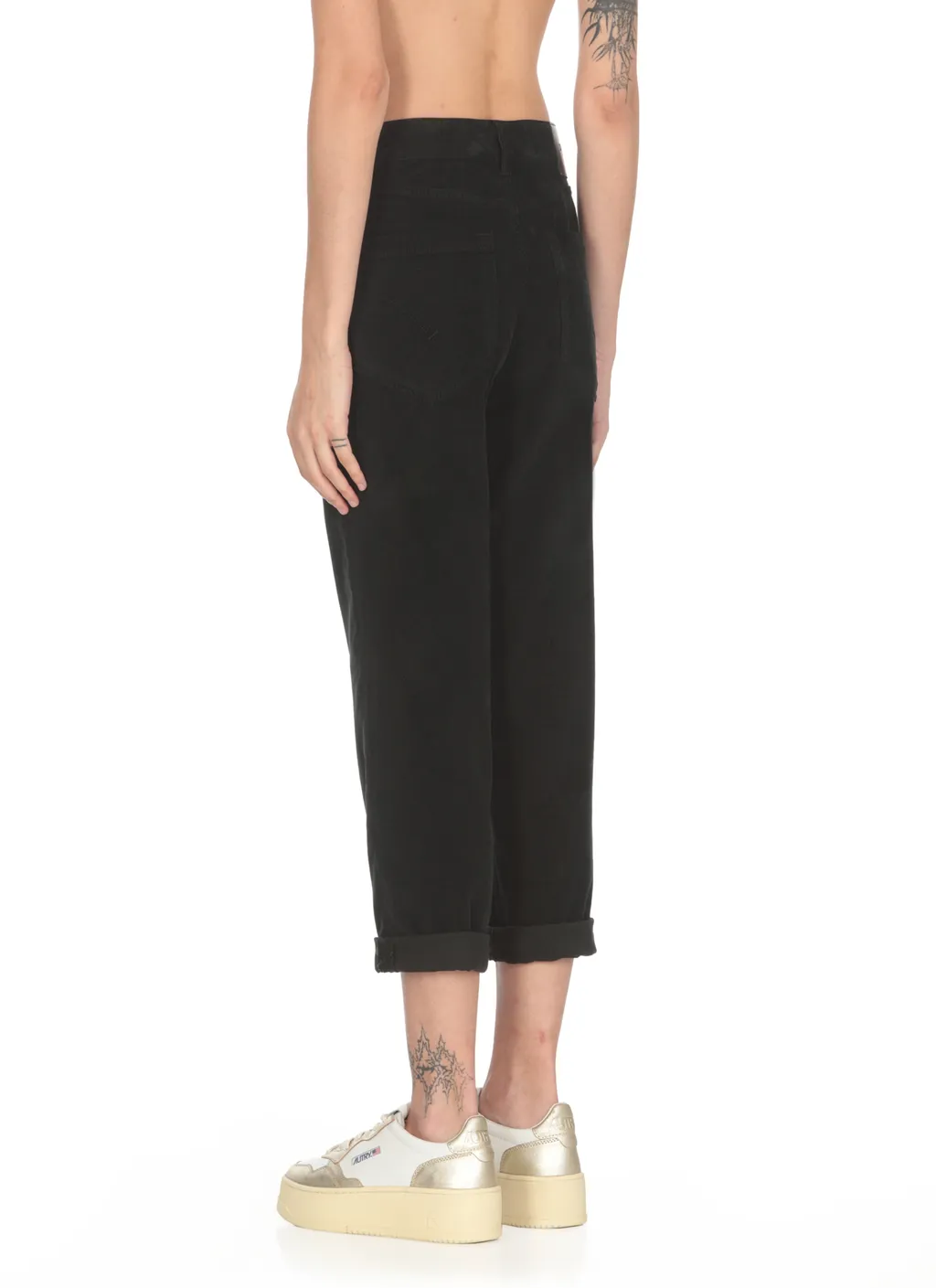 Button-Embellished Corduroy Trousers