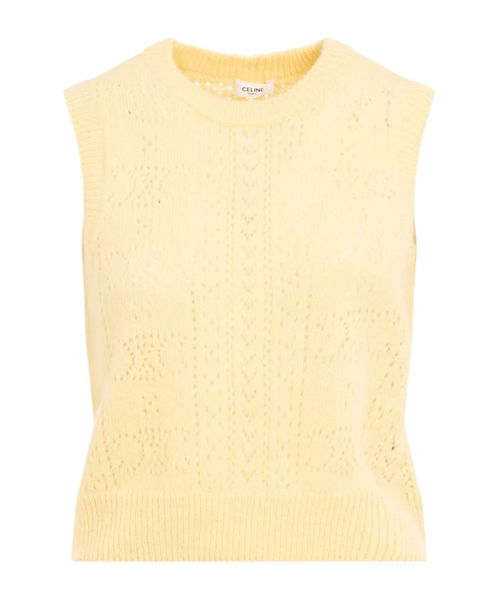 Sleeveless Sweater In Shetland Pointelle