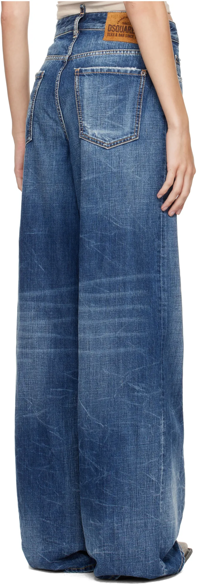 Dsquared2 Distressed Wide-Leg Denim Jeans