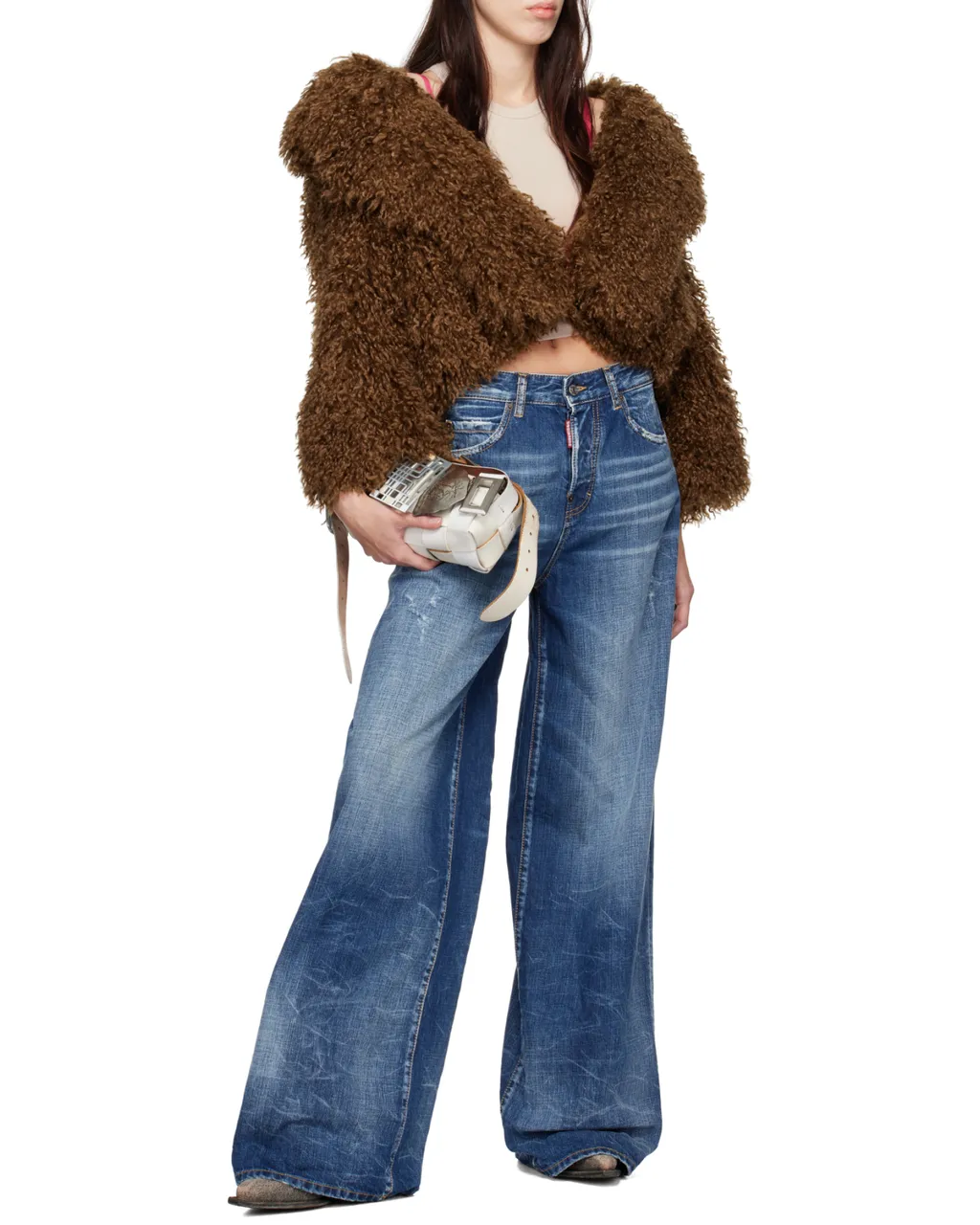 Dsquared2 Distressed Wide-Leg Denim Jeans