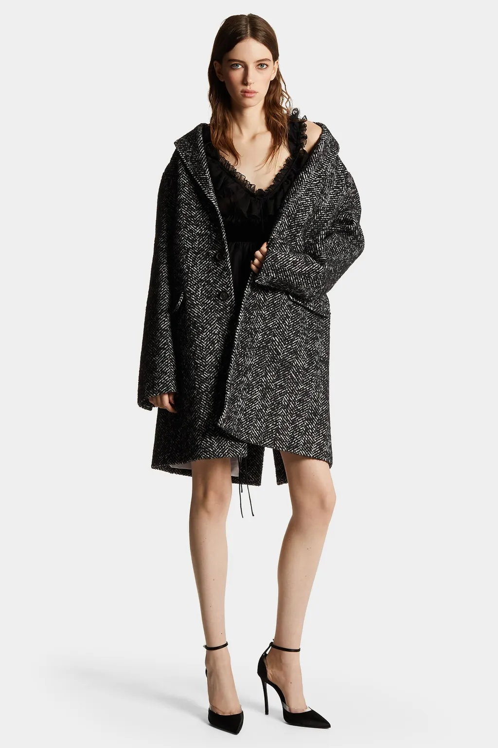 Dsquared2 Single-Breasted Herringbone Coat