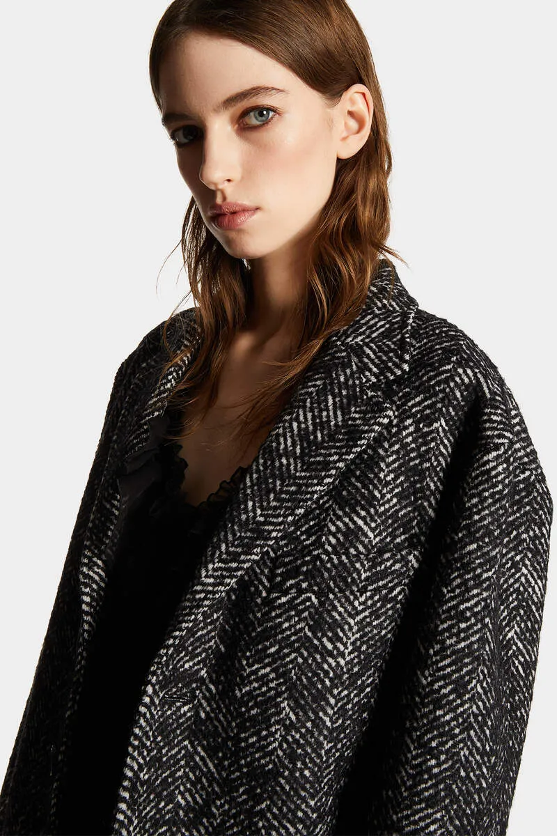 Dsquared2 Single-Breasted Herringbone Coat