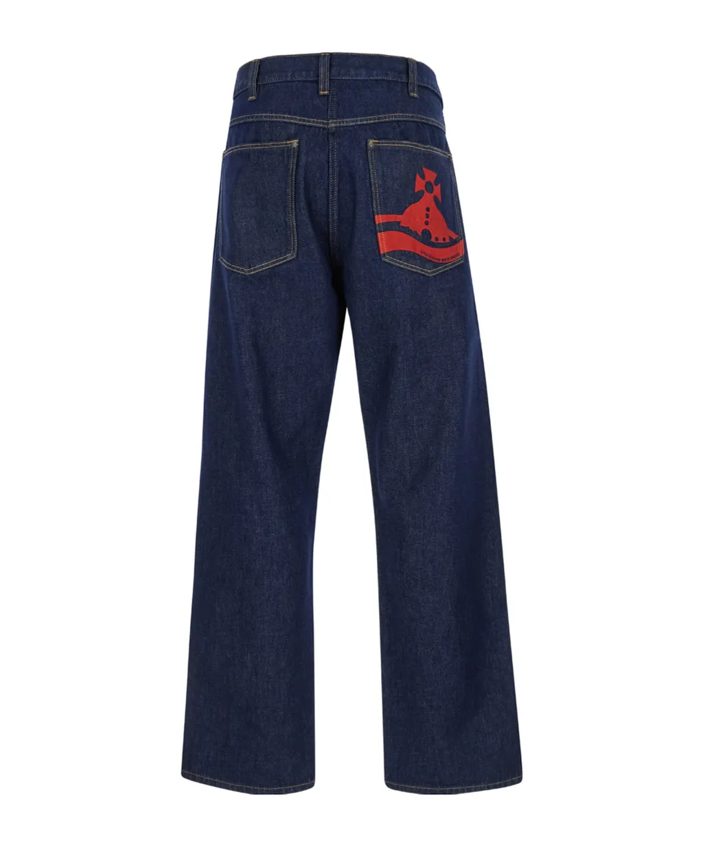 Tapered Jeans With Logo Print