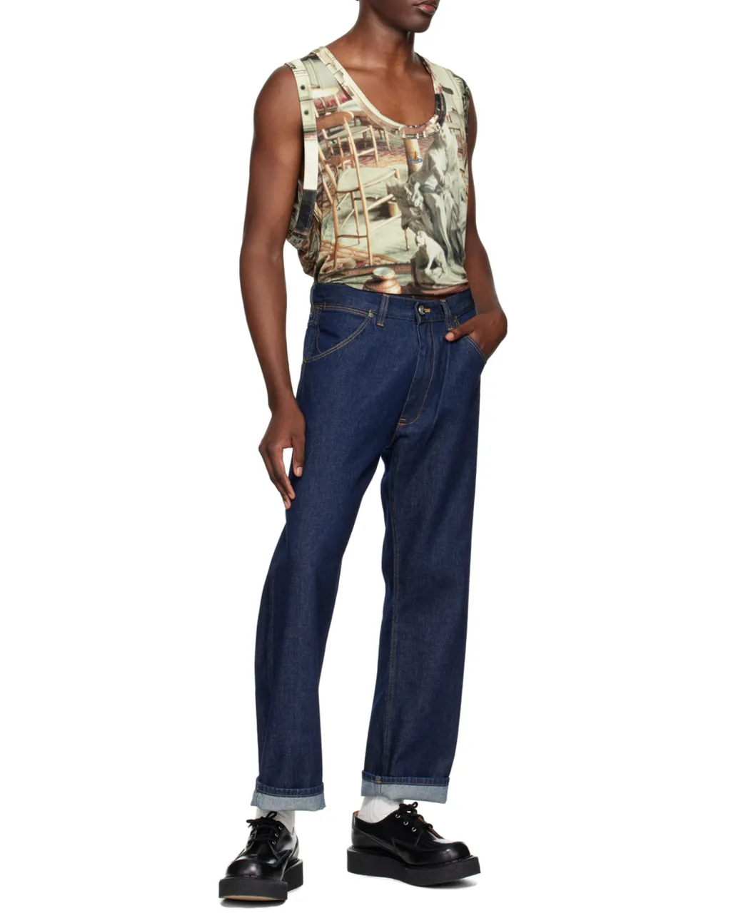 Tapered Jeans With Logo Print