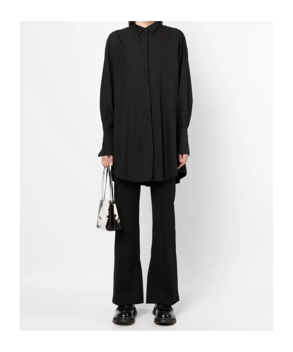 Patou Logo Embroidered Long-Sleeved Shirt Dress