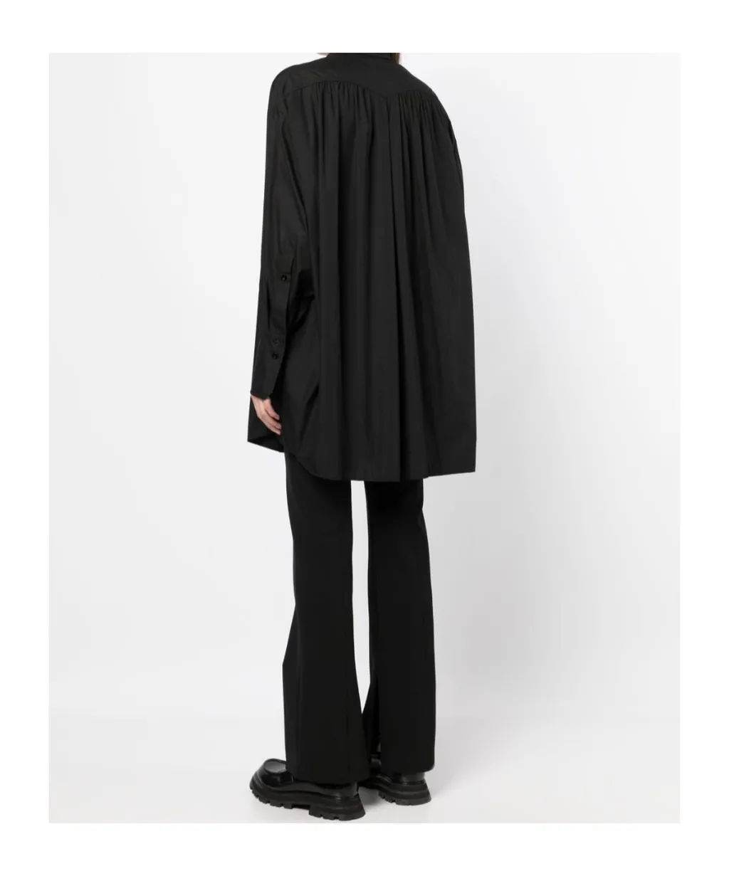 Patou Logo Embroidered Long-Sleeved Shirt Dress