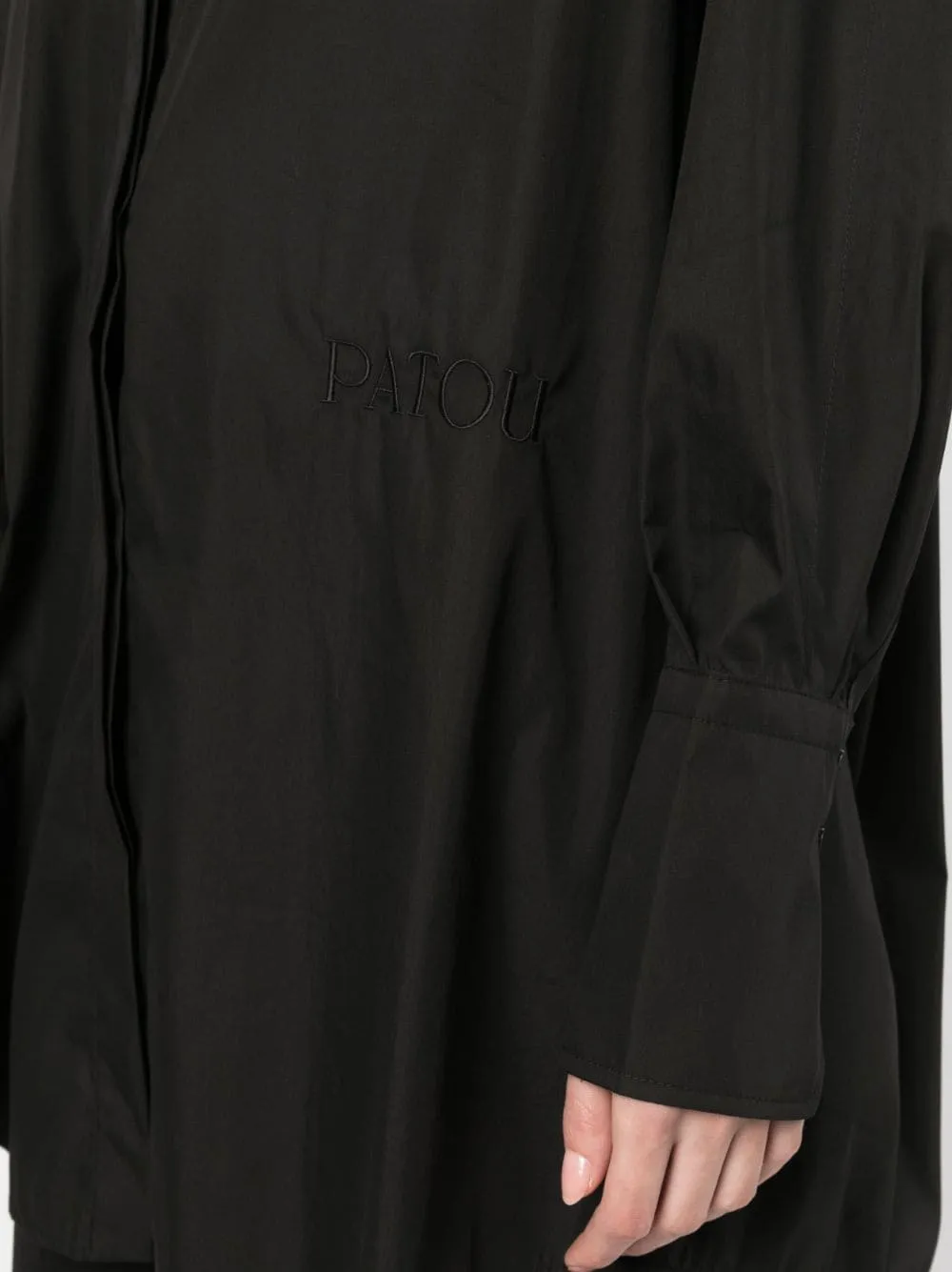 Patou Logo Embroidered Long-Sleeved Shirt Dress