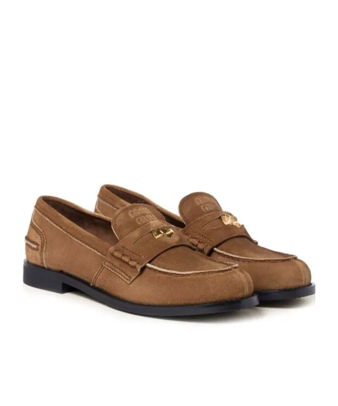 Miu Miu Logo-Plaque Slip-On Loafers