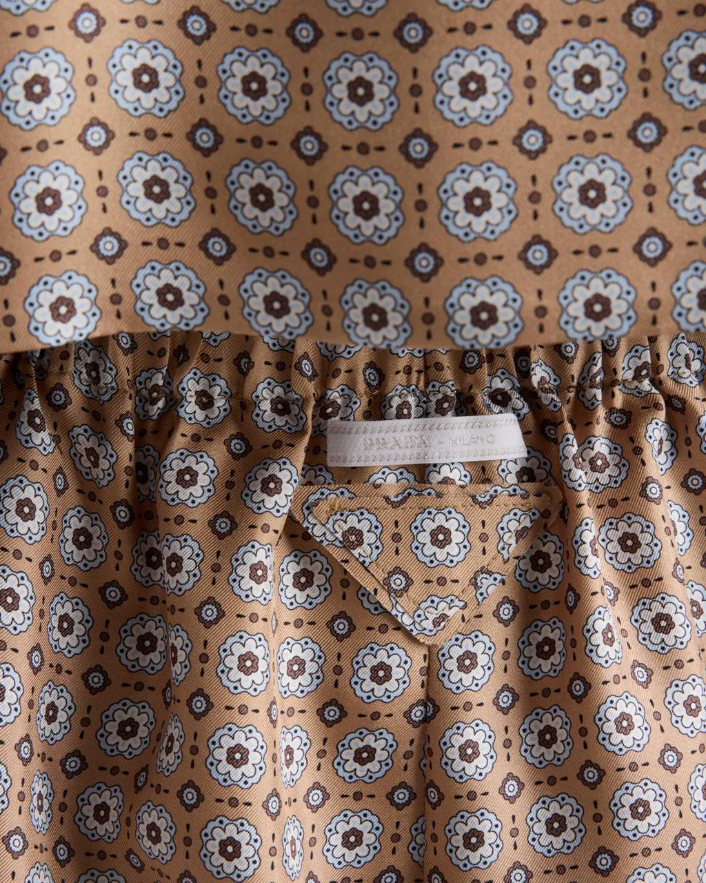 Printed Silk Twill Shorts
