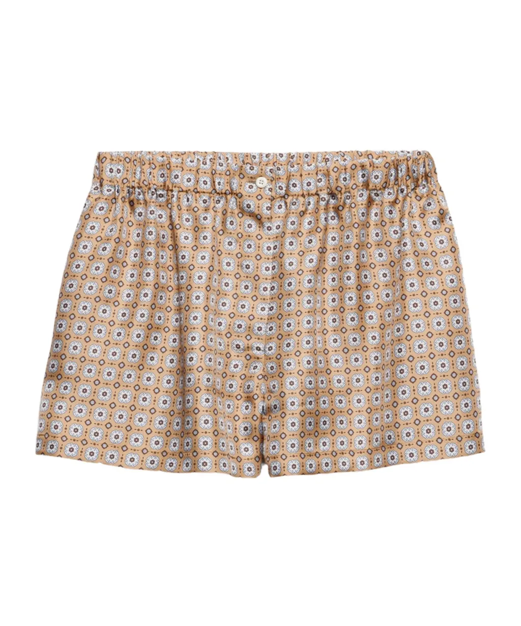 Printed Silk Twill Shorts