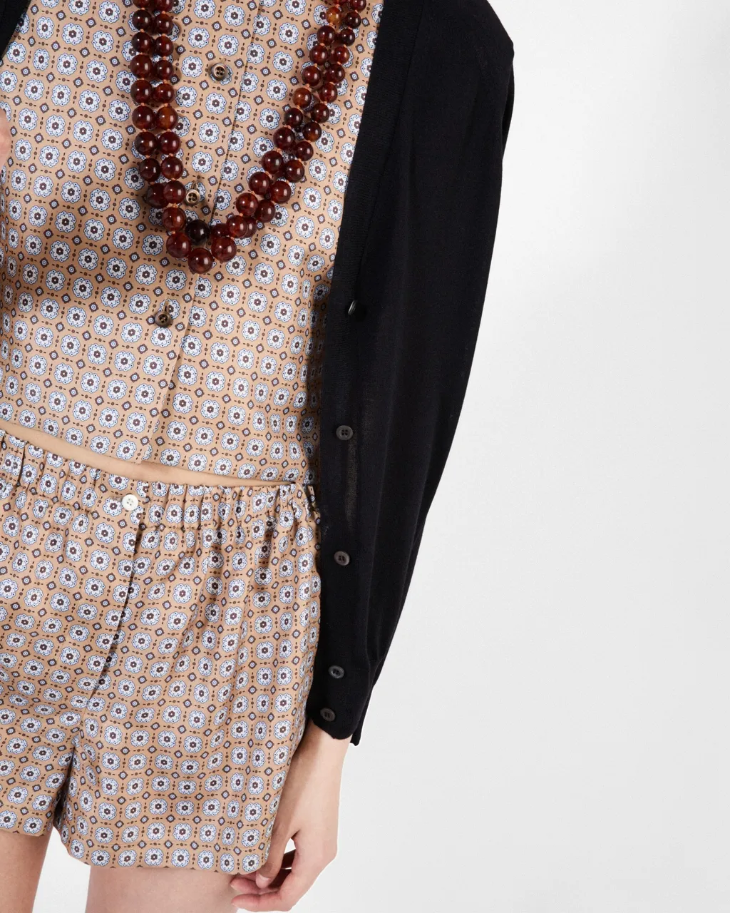 Printed Silk Twill Shorts