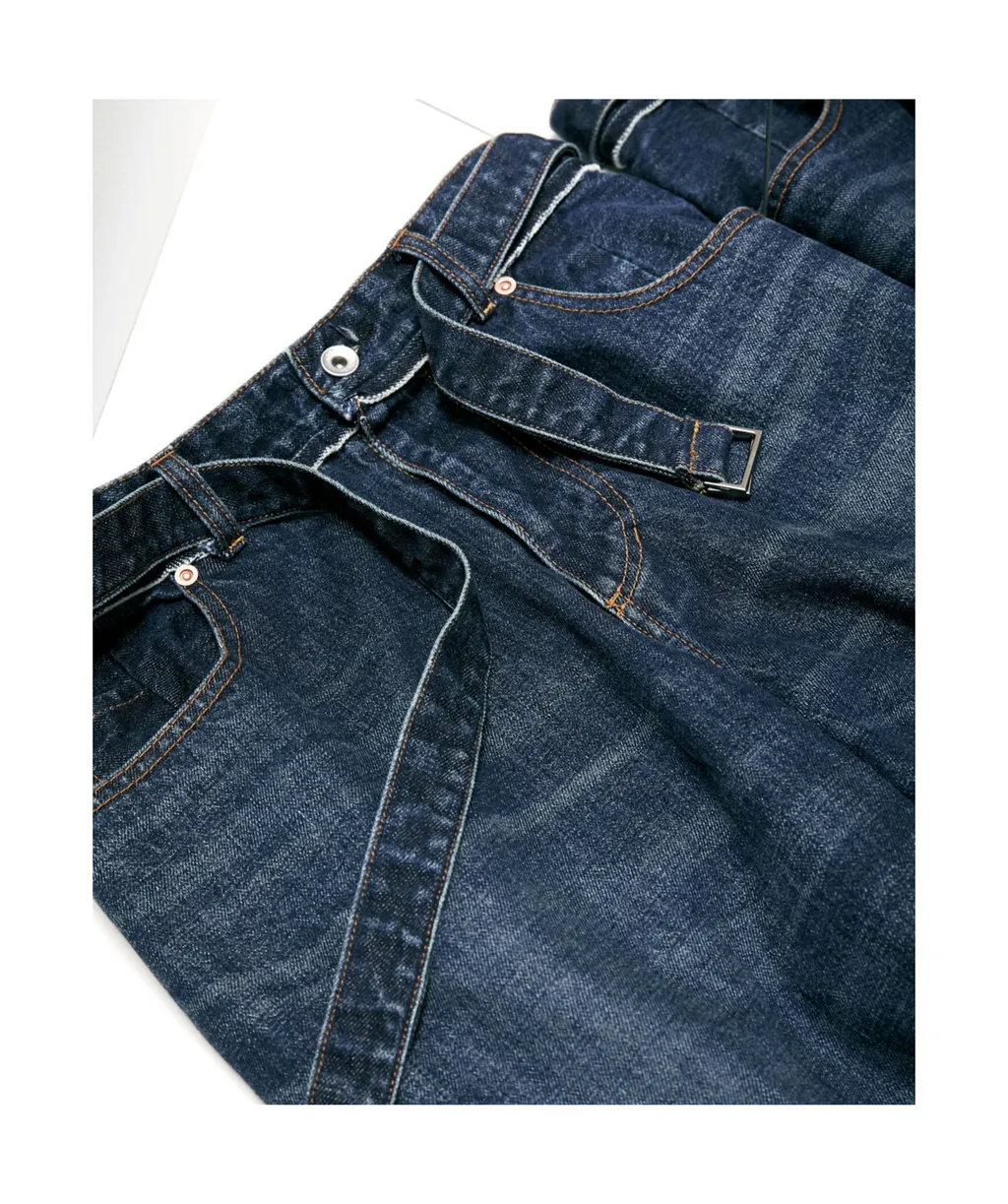 Belted High-Rise Wide-Leg Jeans
