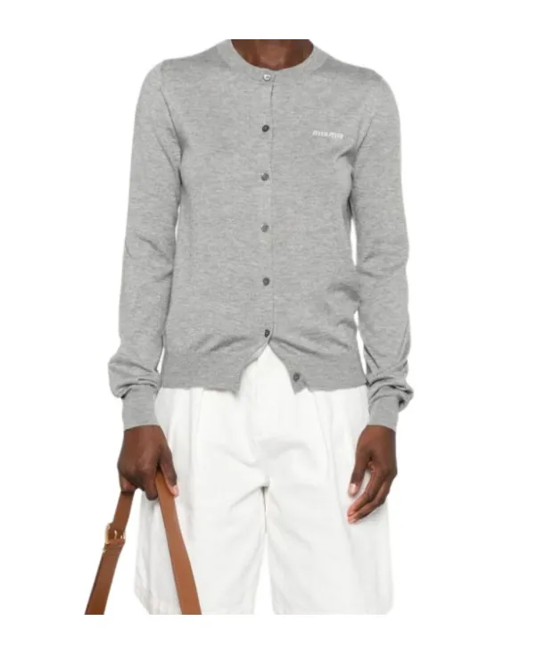 Miu Miu Crewneck Button-Up Cardigan