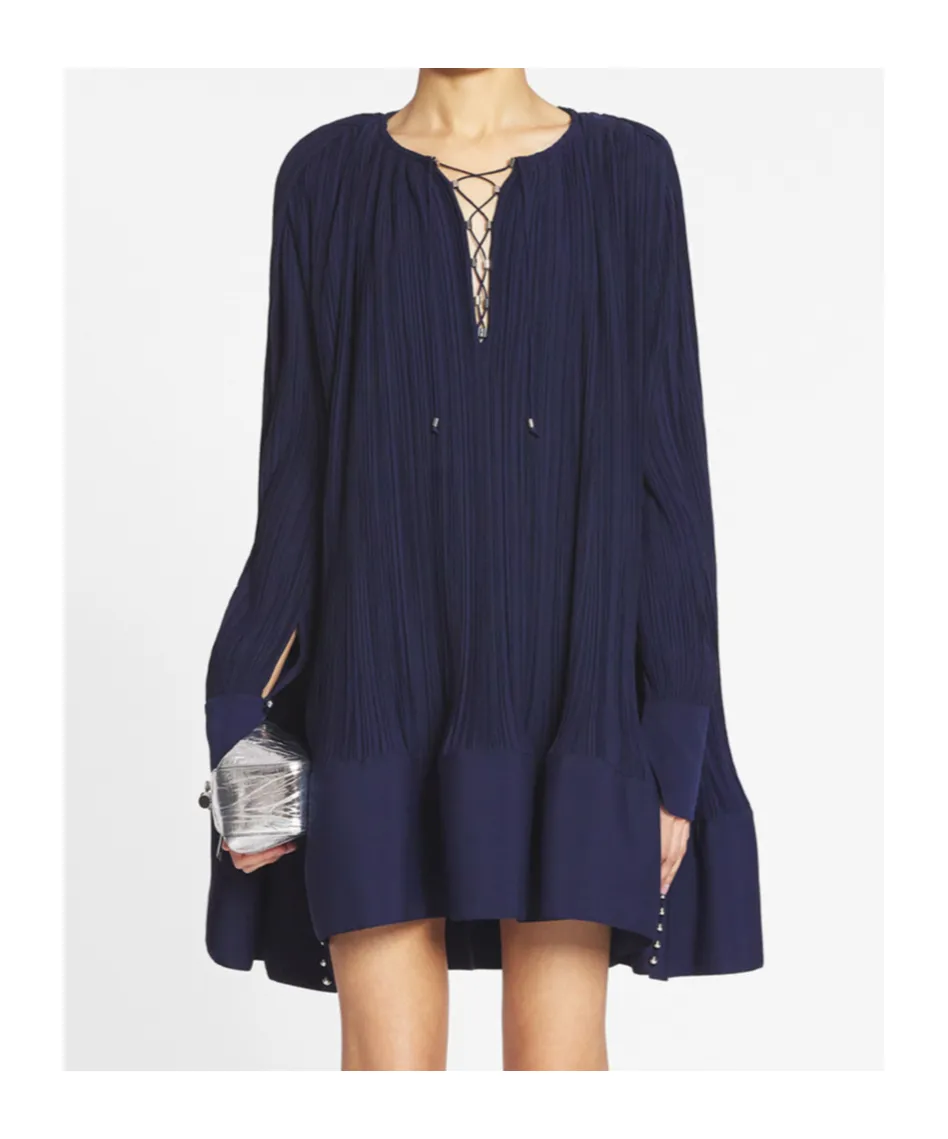 Lanvin Flared Hem Pleated Midi Dress