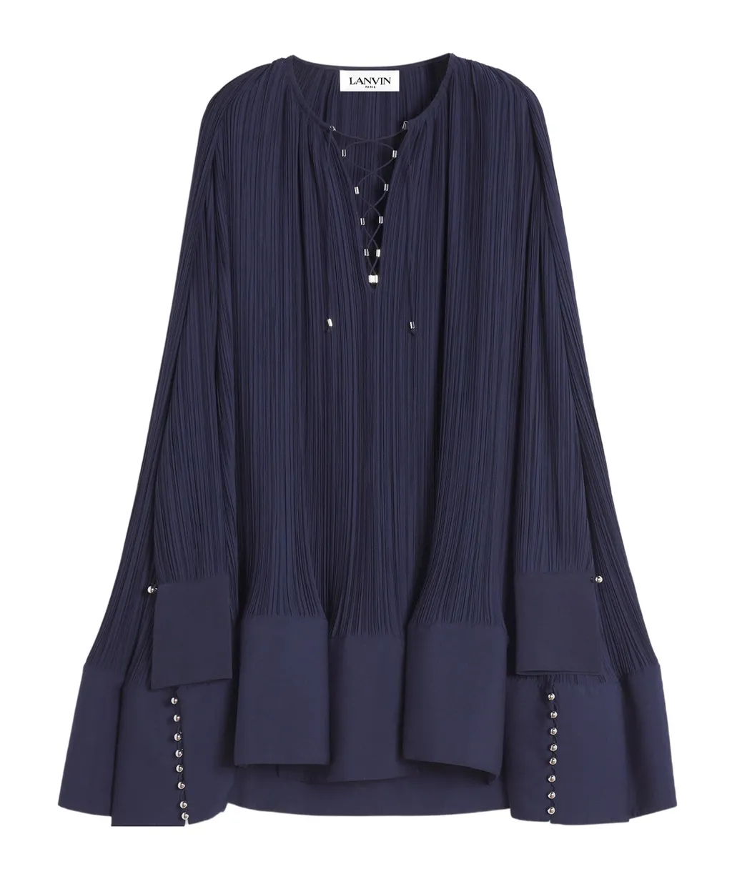 Lanvin Flared Hem Pleated Midi Dress