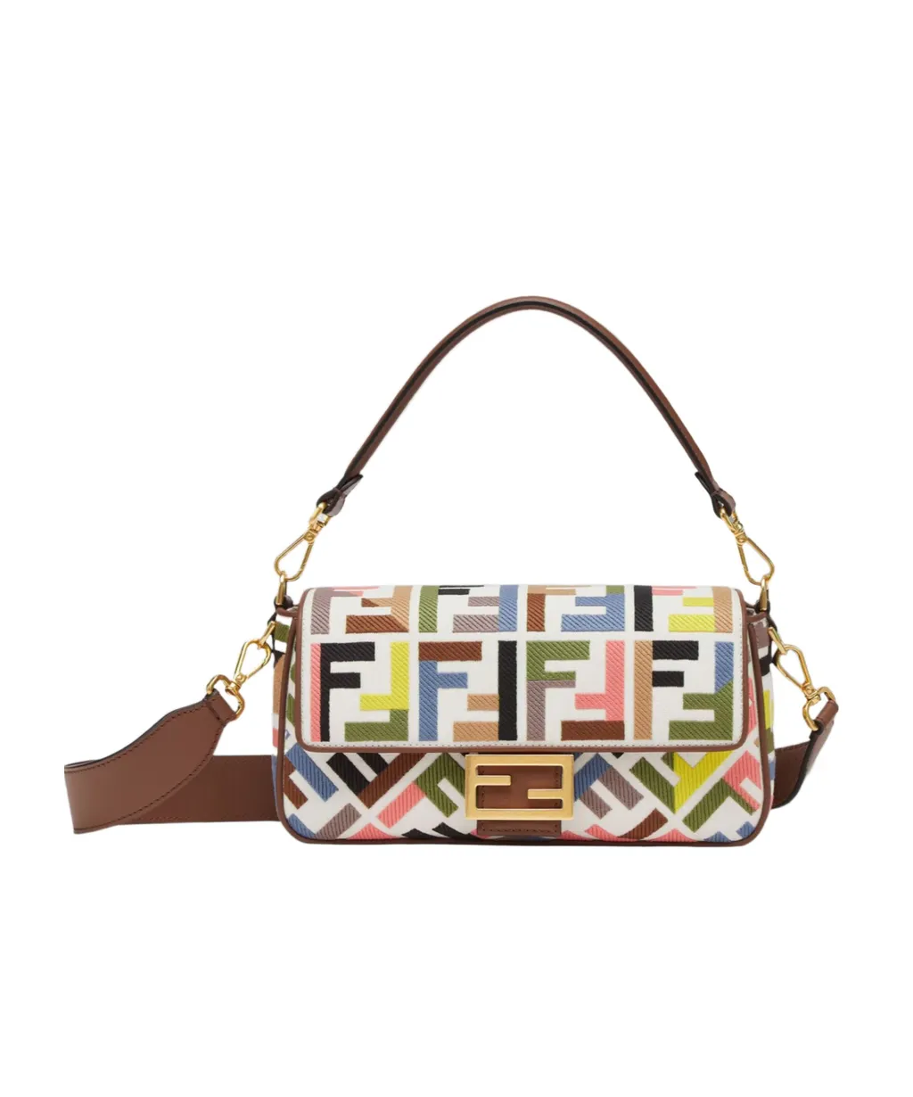 Baguette Ff Embroidered Shoulder Bag