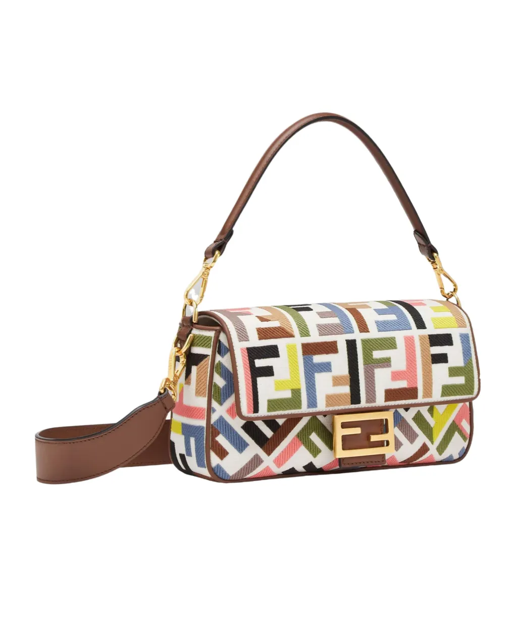 Baguette Ff Embroidered Shoulder Bag