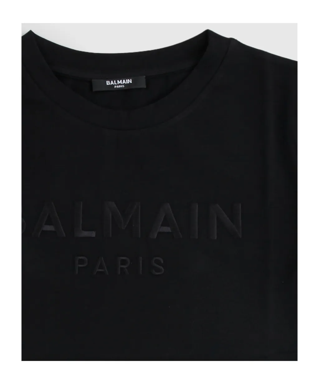 Balmain Kids Logo Embroidered Crewneck T-Shirt