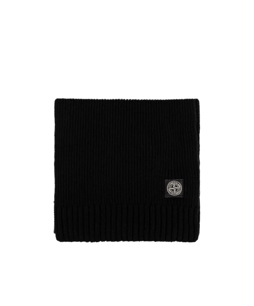 Stone Island Junior Compass Patch Knitted Scarf