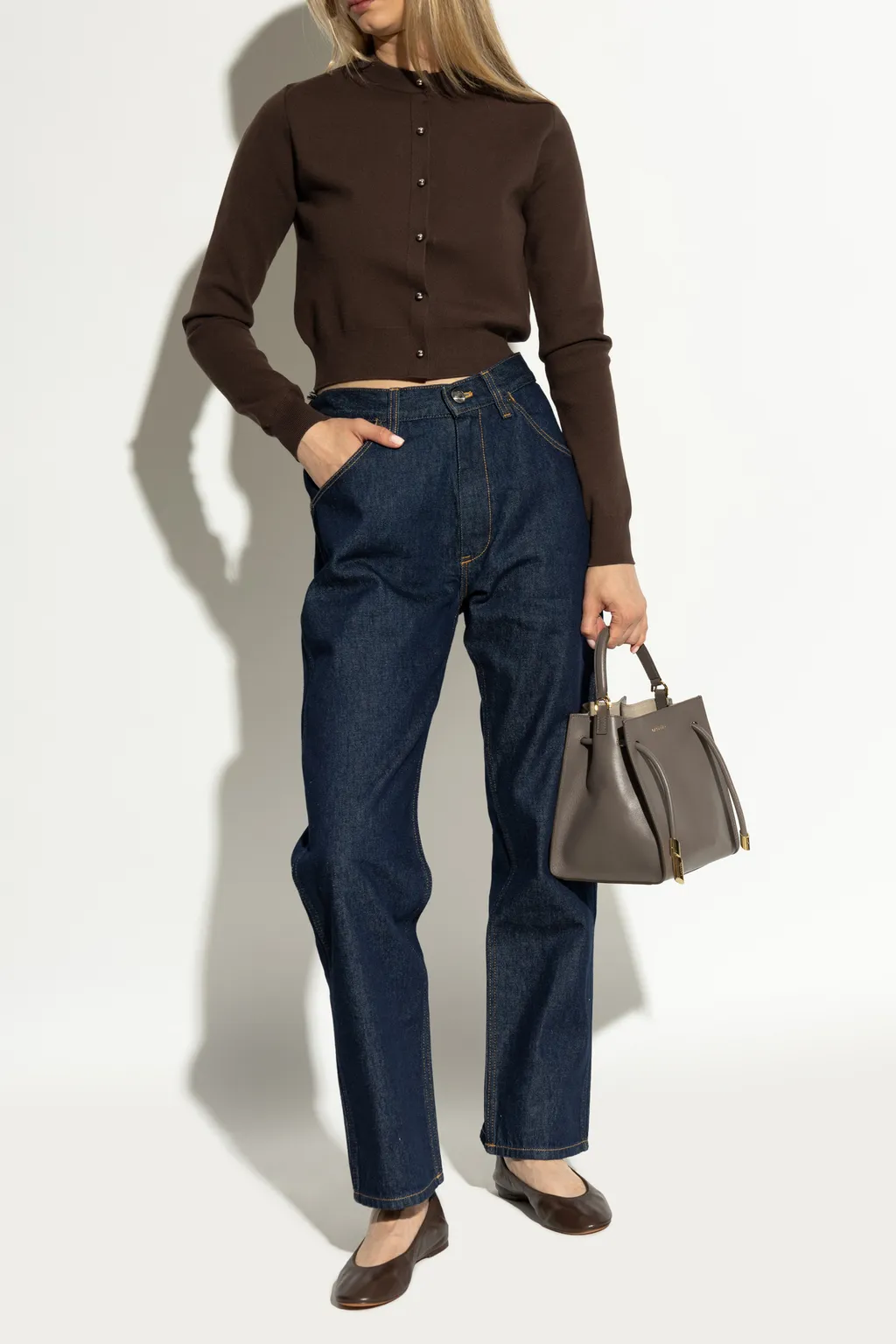 Lanvin Round-Toe Ruched Ballerina Flats