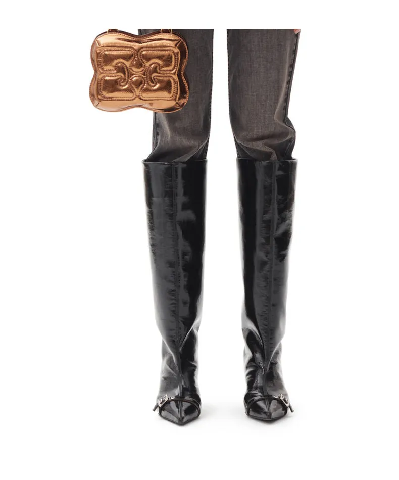 Eyelets Slouchy High Shaft Boots